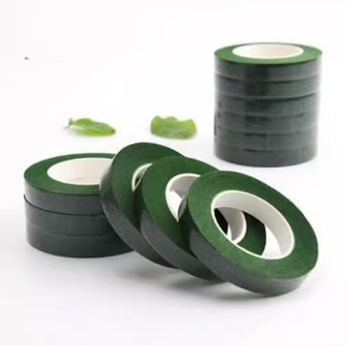 手工绿胶带花杆缠绕皱纹纸扭扭棒绿绿色胶布纸玫瑰丝网花DIY材料