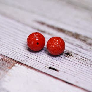 圆珠顶柿子纯色无瓦珠西珠纹腰散珠苏工回纹手串南红玛瑙配饰红
