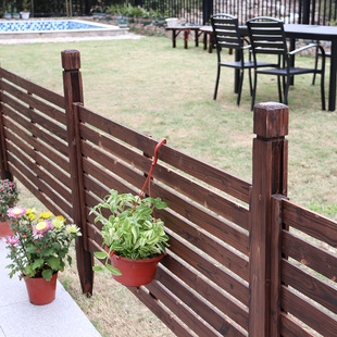 防腐木栅栏花园围栏别墅庭院护栏户外碳化木围墙板栏杆实木栅栏门