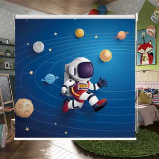 厨房浴室宇宙太空航空图案窗帘卷帘遮光 定制卷帘儿童卫生间拉卷式