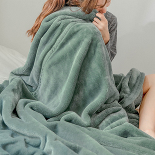 沙发小毛毯牀S单珊瑚绒被子保 加厚双层法兰绒毯子办公室午睡冬季